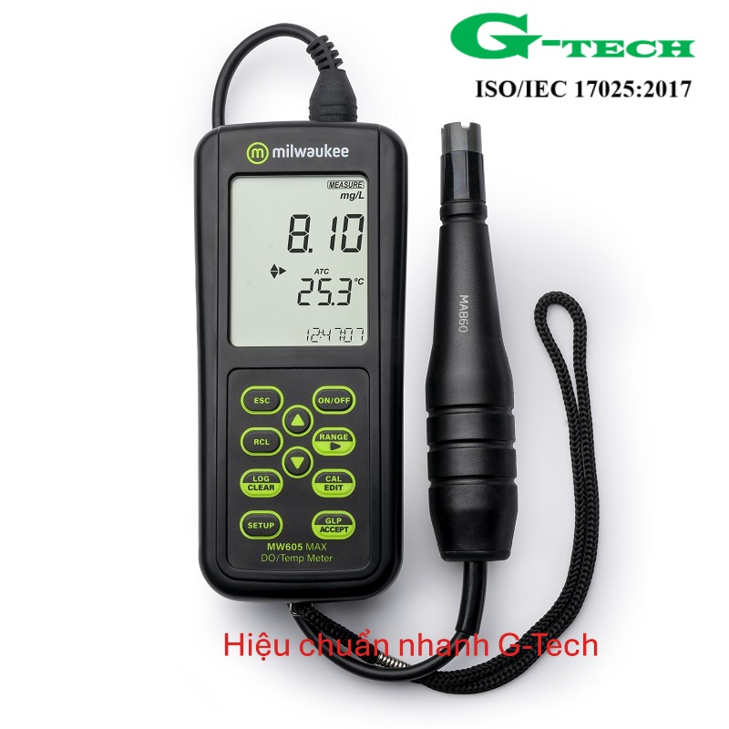 Hiệu chuẩn Máy đo OXY hòa tan DO/Nhiệt độ cầm tay MILWAUKEE MW605. Dịch vụ hiệu chuẩn nhanh G-tech 24/7